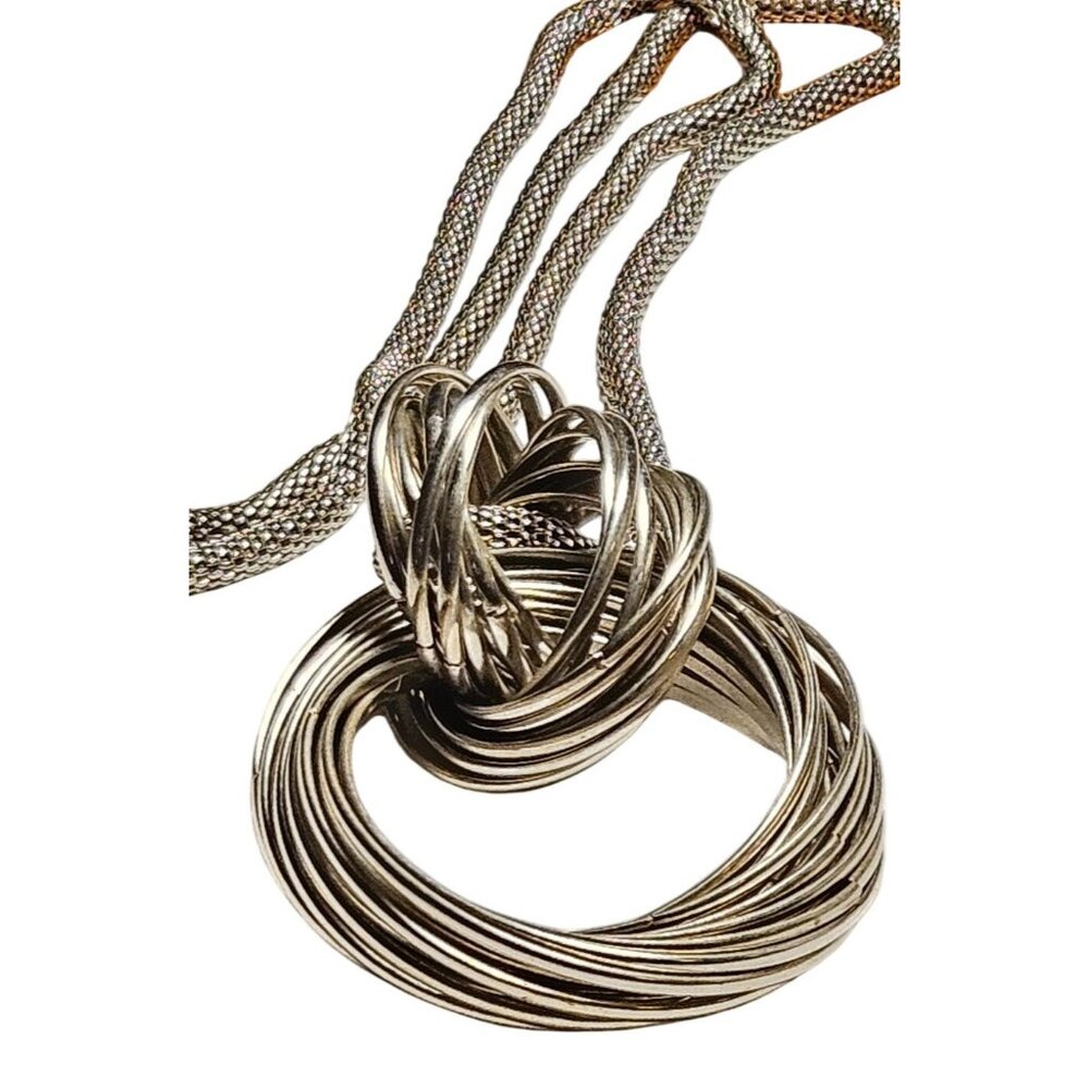 Vintage Necklace Charming Charlie Eternity Knot Pendant Silver-Tone Business 17‎